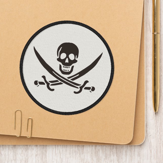 Obsidian Skull Swords Pirate flag of Calico Jack Patch (On Shoe Tip)