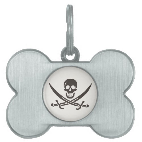Obsidian Skull Swords Pirate flag of Calico Jack Pet ID Tag