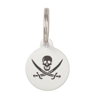 Obsidian Skull Swords Pirate flag of Calico Jack Pet ID Tag