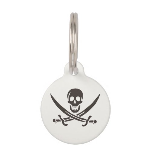 Obsidian Skull Swords Pirate flag of Calico Jack Pet ID Tag