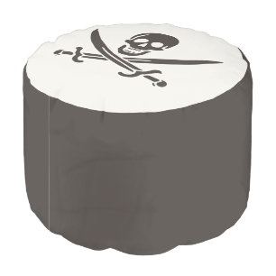 Obsidian Skull Swords Pirate flag of Calico Jack Pouf