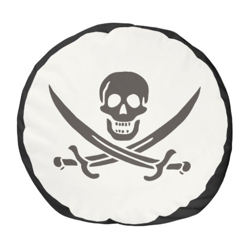 Obsidian Skull Swords Pirate flag of Calico Jack Pouf