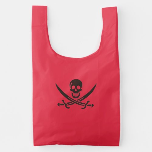 Obsidian Skull Swords Pirate flag of Calico Jack Reusable Bag