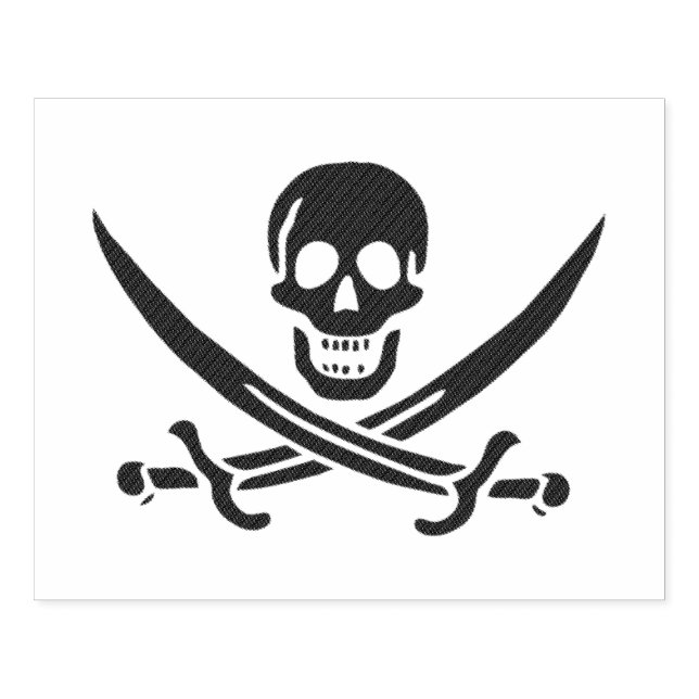 Obsidian Skull Swords Pirate flag of Calico Jack Rubber Stamp (Imprint)