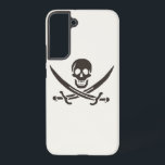 Obsidian Skull Swords Pirate flag of Calico Jack Samsung Galaxy S22  Case<br><div class="desc">A low growl rumbled across the waves, not from the storm brewing on the horizon, but from Captain Jack's throat. His dark eyes, usually gleaming with mischief, held a steely glint as he surveyed the approaching ship. The "Revenge, " his sloop, heeled slightly in the choppy water, its black hull...</div>