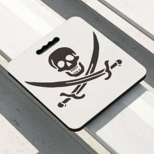 Obsidian Skull Swords Pirate flag of Calico Jack Seat Cushion