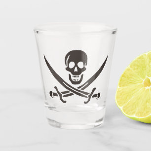Obsidian Skull Swords Pirate flag of Calico Jack Shot Glass