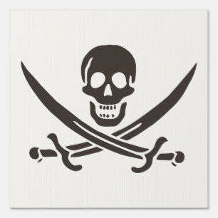 Obsidian Skull Swords Pirate flag of Calico Jack Sign