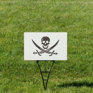 Obsidian Skull Swords Pirate flag of Calico Jack Sign