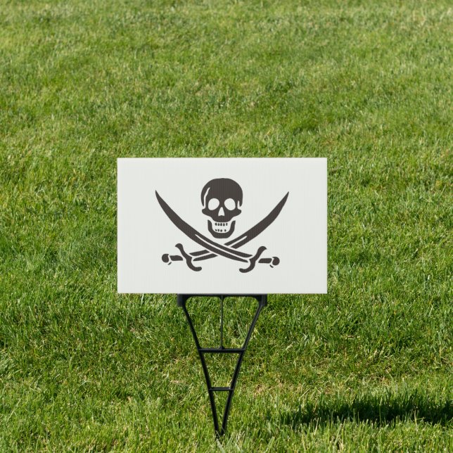 Obsidian Skull Swords Pirate flag of Calico Jack Sign (Insitu)