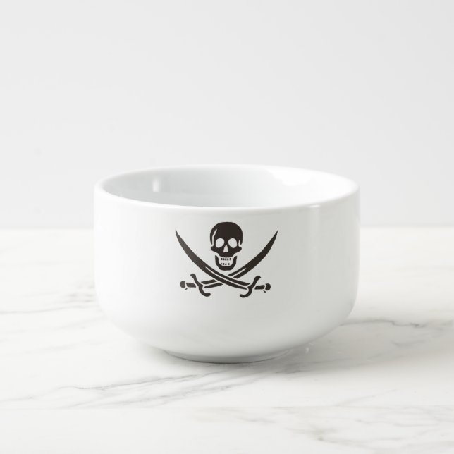 Obsidian Skull Swords Pirate flag of Calico Jack Soup Mug (Front)