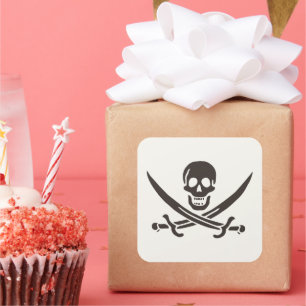 Obsidian Skull Swords Pirate flag of Calico Jack Square Sticker