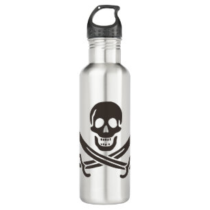 Obsidian Skull Swords Pirate flag of Calico Jack Stainless Steel Water Bottle