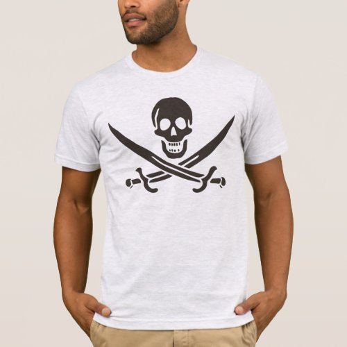 Obsidian Skull Swords Pirate flag of Calico Jack T_Shirt
