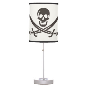 Obsidian Skull Swords Pirate flag of Calico Jack Table Lamp