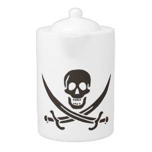 Obsidian Skull Swords Pirate flag of Calico Jack Teapot