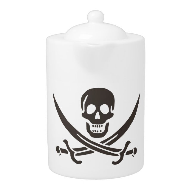 Obsidian Skull Swords Pirate flag of Calico Jack Teapot (Front)