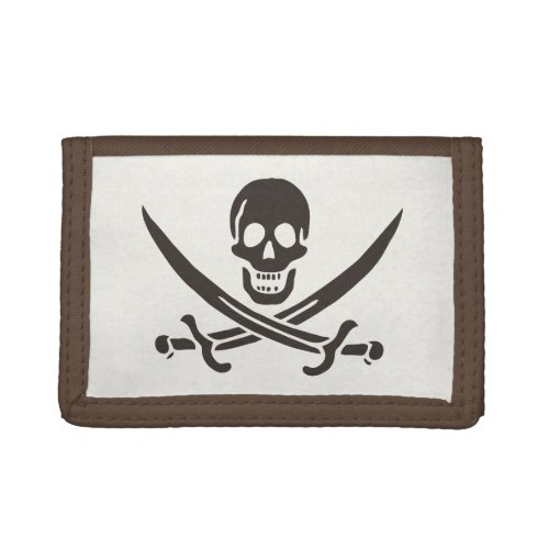 Obsidian Skull Swords Pirate flag of Calico Jack Trifold Wallet