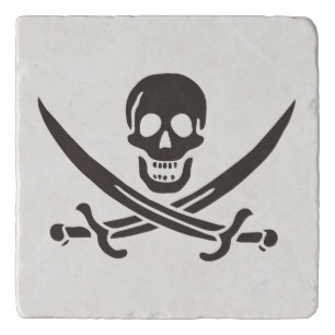 Obsidian Skull Swords Pirate flag of Calico Jack Trivet