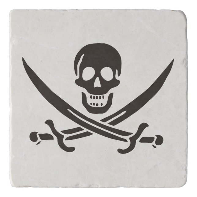Obsidian Skull Swords Pirate flag of Calico Jack Trivet (Front)