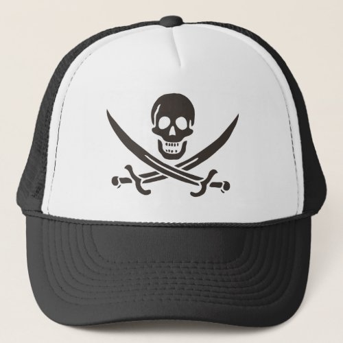 Obsidian Skull Swords Pirate flag of Calico Jack Trucker Hat