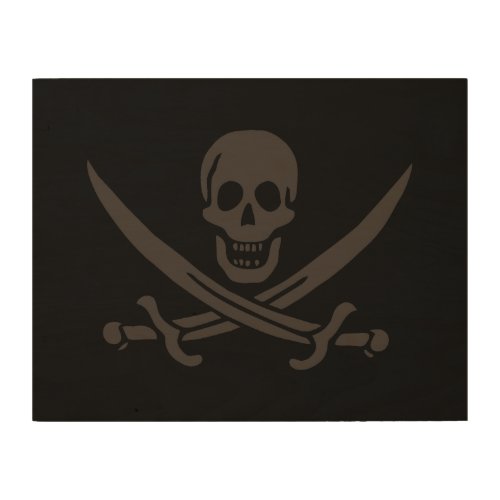 Obsidian Skull Swords Pirate flag of Calico Jack Wood Wall Art
