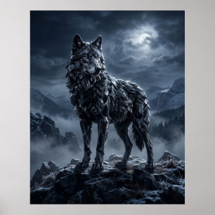 Obsidian Wolf Midnight Ridge Poster