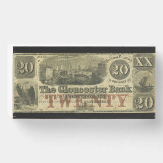 Obsolete Currency, 1800's, Gloucester, Mass Wooden Box Sign