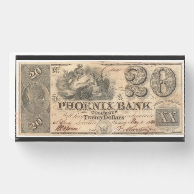 Obsolete Currency, Replica Note on wood Wooden Box Sign (Front Horizontal)