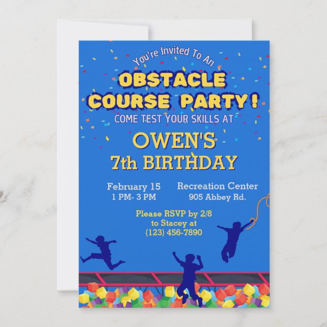 Obstacle Course Birthday Invitation (Front)