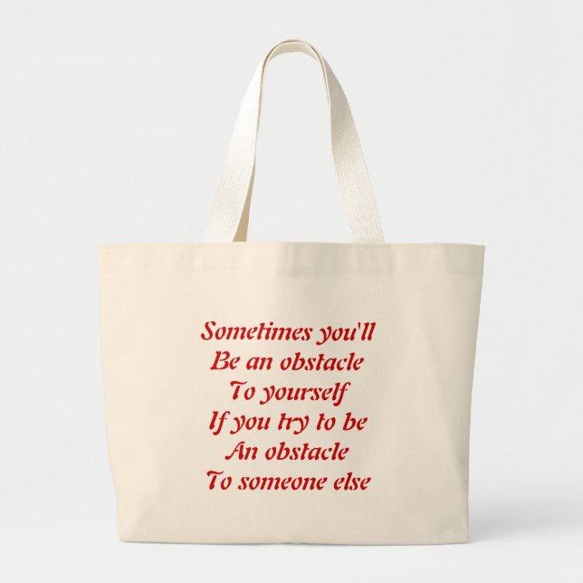Obstacle to yourself large tote bag (Front)