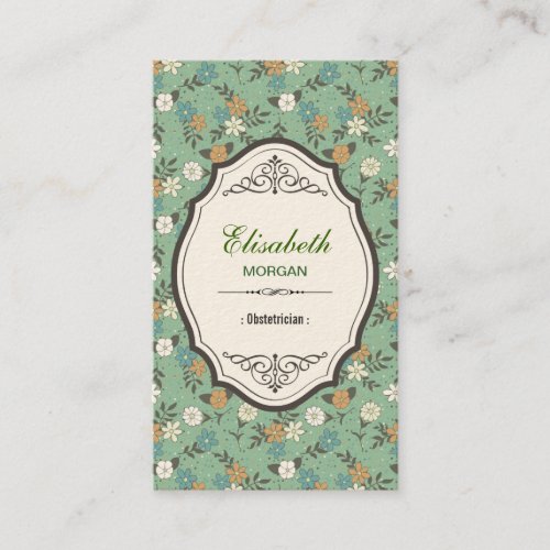 Obstetrician _ Elegant Vintage Floral Business Card