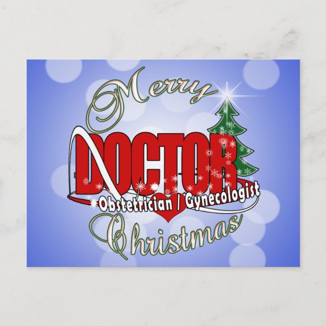 OBSTETRICIAN / GYNECOLOGIST CHRISTMAS DOCTOR HOLIDAY POSTCARD (Front)