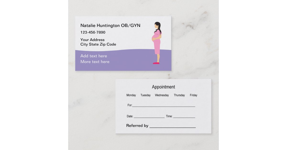 Obstetrician Gynecology Appointment Business Card | Zazzle