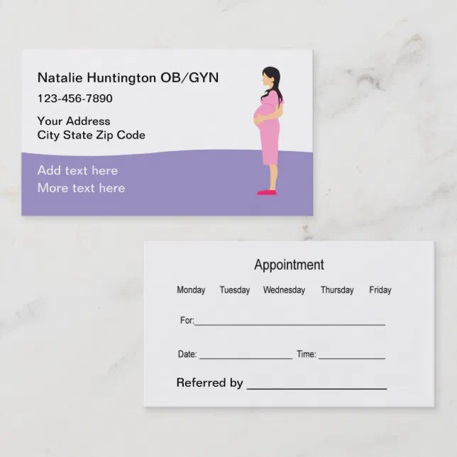 Obstetrician Gynecology Appointment Business Card | Zazzle