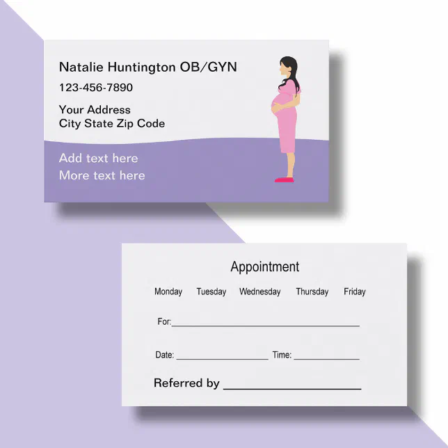 Obstetrician Gynecology Appointment Business Card | Zazzle