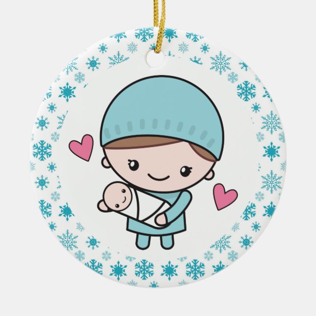 Obstetrician OB-GYN Nurse Midwife Ceramic Ornament (Front)