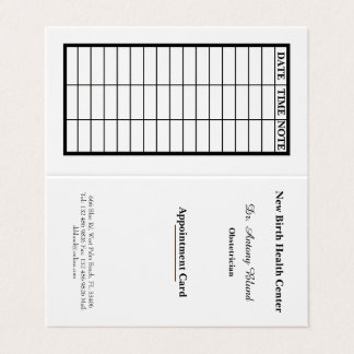 Obstetrician Prenatal Control Appointment Card