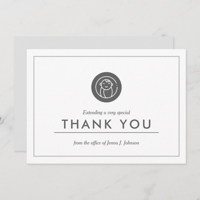 Obstetrician Themed | Minimalist Flat Thank You (Front/Back)