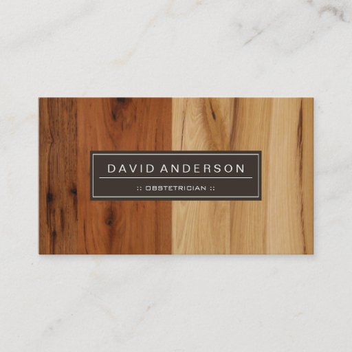 Customizable Obstetrician - Wood Grain Look Business Card Template