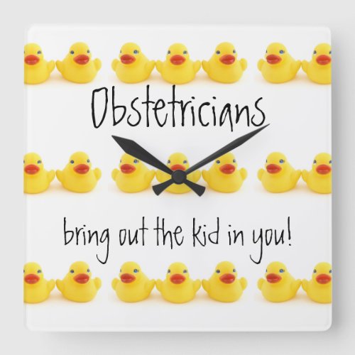 Obstetricians Yellow Rubber Ducks Trio Square Wall Clock