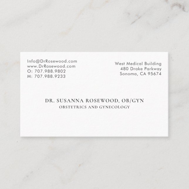Obstetrics and Gynecology Doctor Physician Business Card (Front)