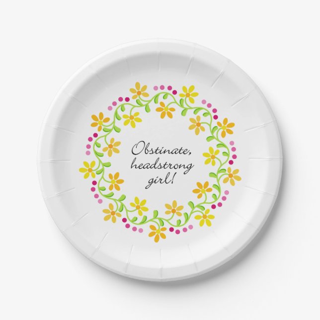 Obstinate headstrong girl Austen Pride & Prejudice Paper Plates (Front)