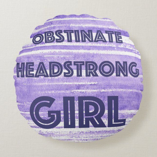 OBSTINATE HEADSTRONG ROUND THROW PILLOW PURPLE (Front)
