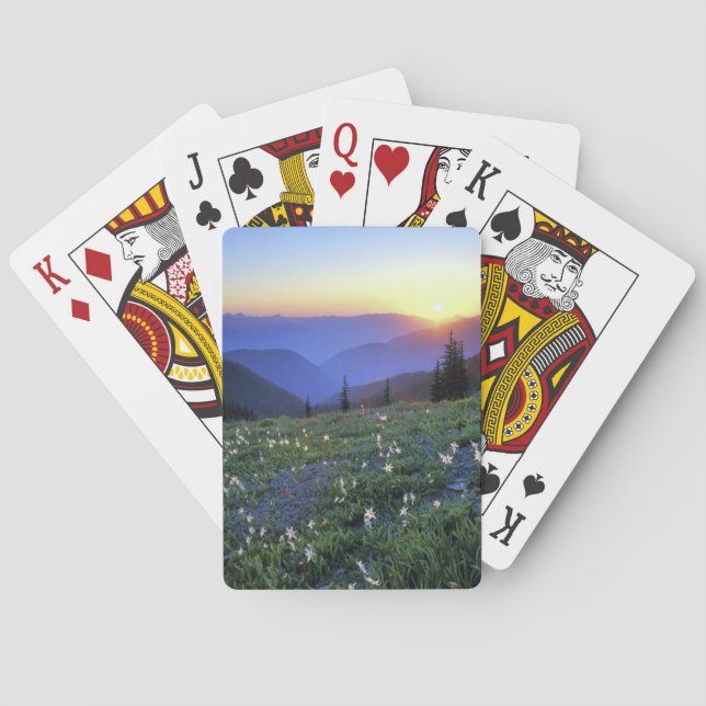 Obstruciton Point Sunset, Olympic NP, WA, USA Poker Cards (Back)