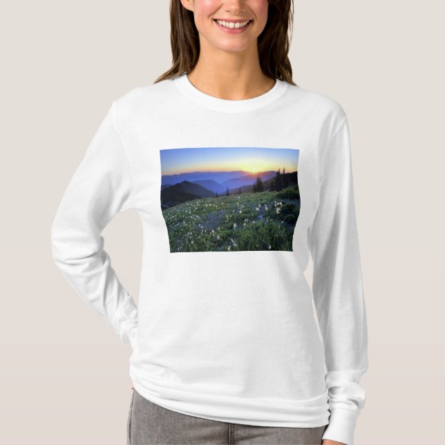 Obstruciton Point Sunset, Olympic NP, WA, USA T-Shirt (Front)