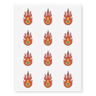 OBUHLISK Green Protection Evil Eye Fire Temporary Tattoos