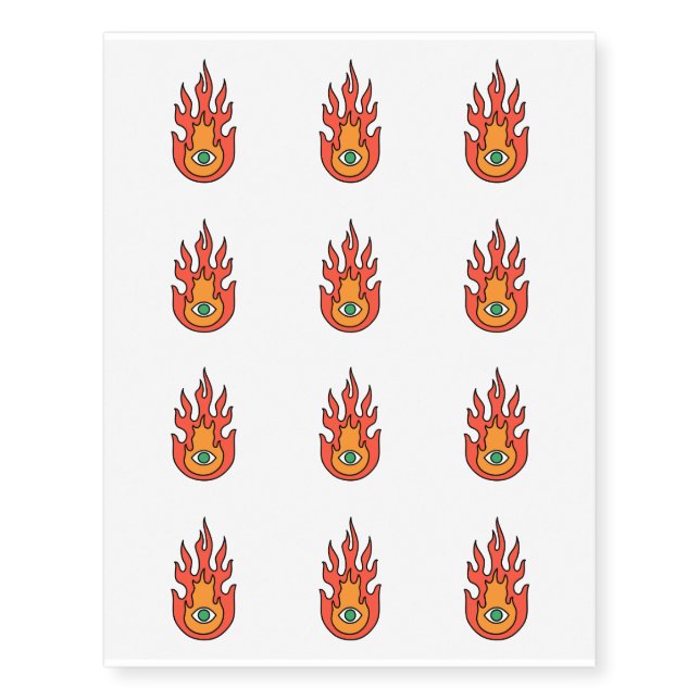 OBUHLISK Green Protection Evil Eye Fire Temporary Tattoos (Front)