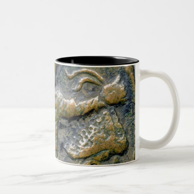 Obverse of coin depicting helmeted Turk Two-Tone Coffee Mug (Right)