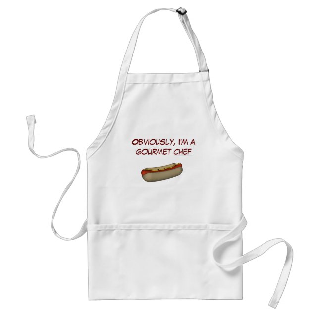 "Obviously, I'm a Gourmet Chef" - Hotdog Design Adult Apron (Front)